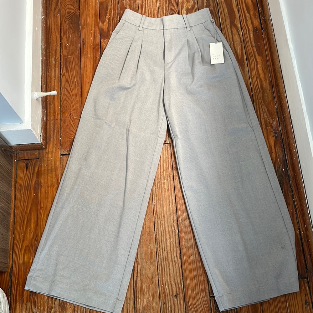 Wide leg grey trousers